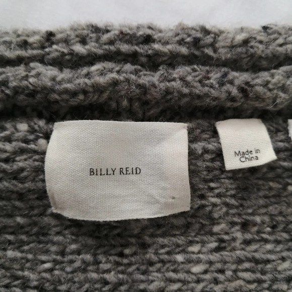 Billy Reid 100% Wool Cable Knit Gray Speckled Chunky Infinity Scarf - Picture 9 of 13
